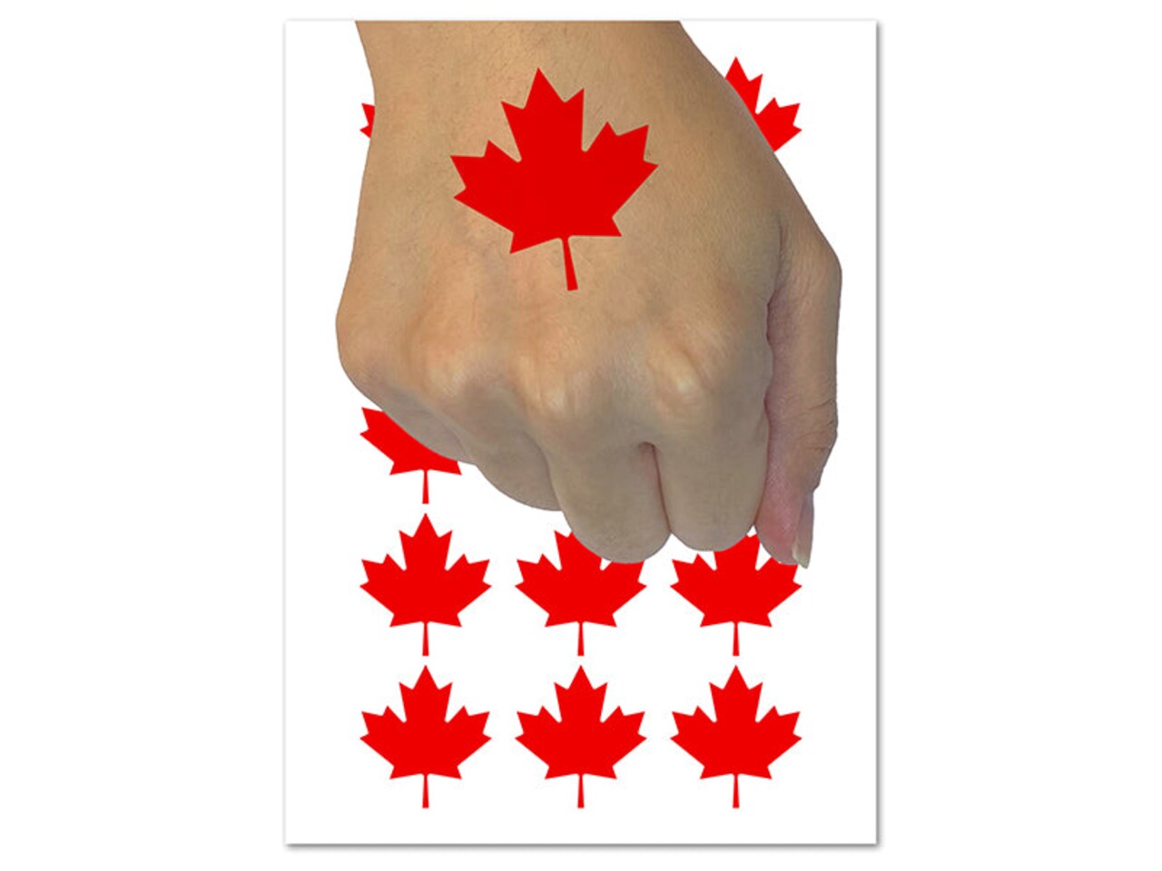 Canada Maple Leaf Temporary Tattoo Water Resistant Fake Body Art Set Collection (1 Sheet)